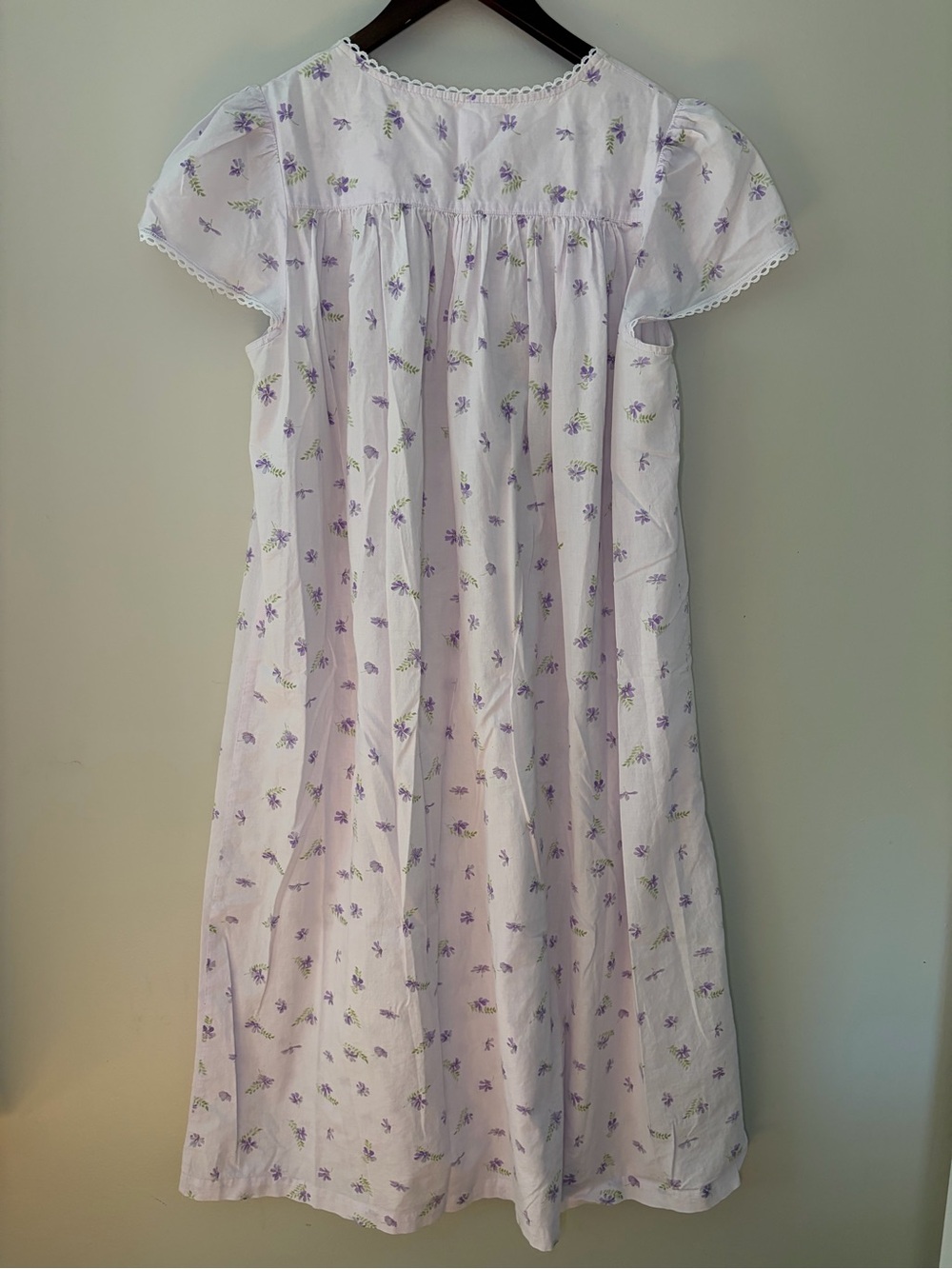 Vintage Lavender Floral Dress Lace Trim Cottagecore Maxi Cotton - Picture 3 of 13